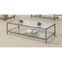 Coaster Furniture 720228 Ontario Coffee Table with Glass Shelf Black Nickel